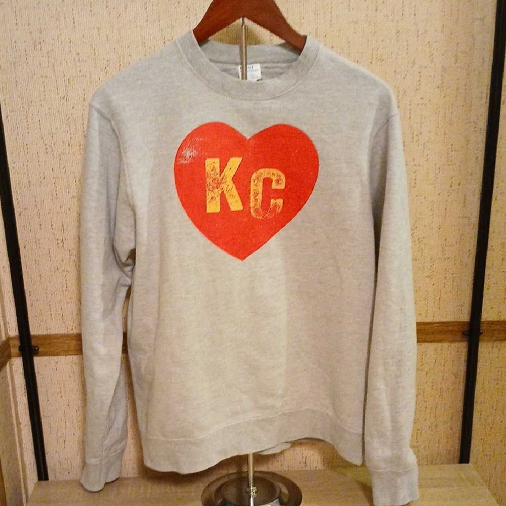 Port and Company Gray Sweatshirt with Red Heart